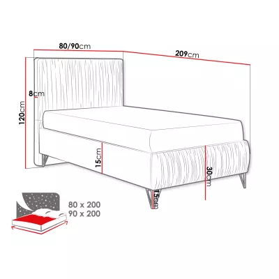 Čalouněná jednolůžková postel 80x200 HILARY - krémová