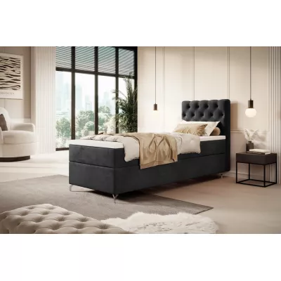 Čalouněná postel 90x200 ADRIA COMFORT s úložným prostorem - pravá, světle grafitová