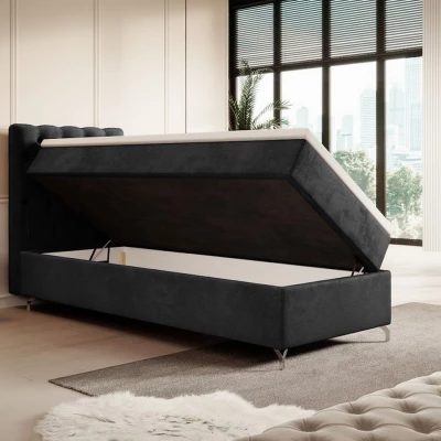 Čalouněná postel 90x200 ADRIA COMFORT s úložným prostorem - levá, světle grafitová