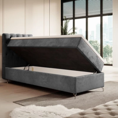 Čalouněná postel 90x200 ADRIA COMFORT s úložným prostorem - levá, šedá