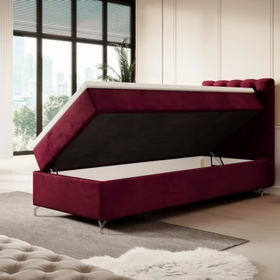 Čalouněná postel 90x200 ADRIA COMFORT s úložným prostorem - pravá, červená