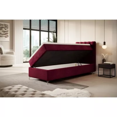 Čalouněná postel 90x200 ADRIA COMFORT s úložným prostorem - pravá, červená