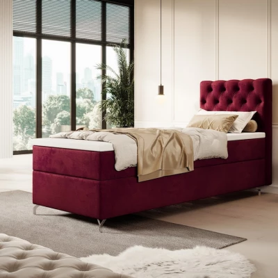 Čalouněná postel 90x200 ADRIA COMFORT s úložným prostorem - levá, červená