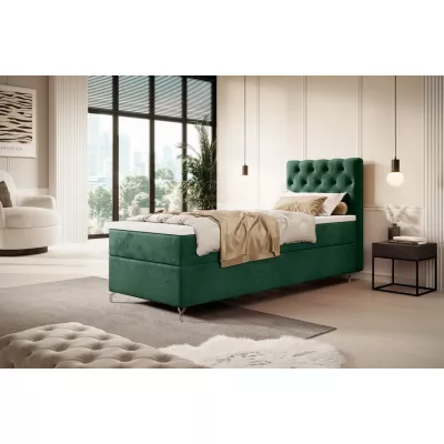 Čalouněná postel 90x200 ADRIA COMFORT s úložným prostorem - pravá, zelená