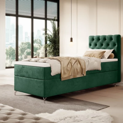 Čalouněná postel 90x200 ADRIA COMFORT s úložným prostorem - levá, zelená