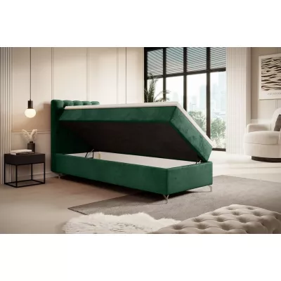 Čalouněná postel 90x200 ADRIA COMFORT s úložným prostorem - levá, zelená