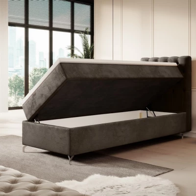 Čalouněná postel 90x200 ADRIA COMFORT s úložným prostorem - pravá, hnědá