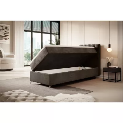 Čalouněná postel 90x200 ADRIA COMFORT s úložným prostorem - pravá, hnědá