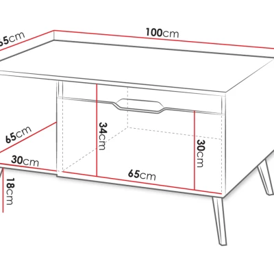 Konferenční stolek LIEN - šedý / černý
