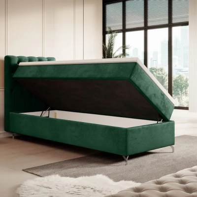 Čalouněná postel 80x200 ADRIA COMFORT s úložným prostorem - levá, zelená