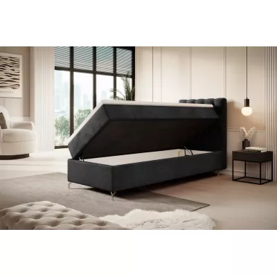 Čalouněná postel 90x200 ADRIA s úložným prostorem - pravá, světle grafitová
