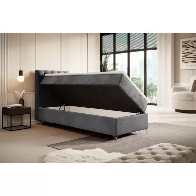 Čalouněná postel 90x200 ADRIA s úložným prostorem - levá, šedá