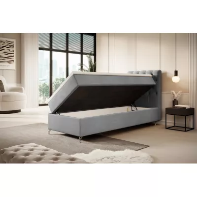 Čalouněná postel 90x200 ADRIA s úložným prostorem - pravá, světle šedá