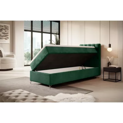 Čalouněná postel 90x200 ADRIA s úložným prostorem - pravá, zelená