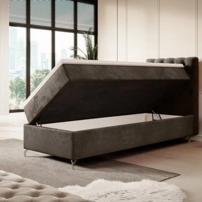 Čalouněná postel 90x200 ADRIA s úložným prostorem - pravá, hnědá