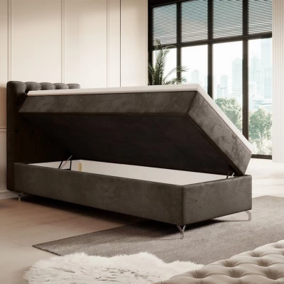 Čalouněná postel 90x200 ADRIA s úložným prostorem - levá, hnědá