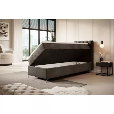 Čalouněná postel 80x200 ADRIA COMFORT s úložným prostorem - pravá, hnědá