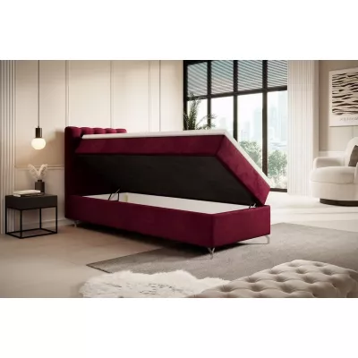 Čalouněná postel 80x200 ADRIA s úložným prostorem - levá, červená