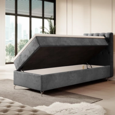 Čalouněná postel 80x200 ADRIA s úložným prostorem - pravá, šedá