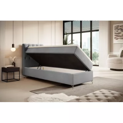 Čalouněná postel 80x200 ADRIA s úložným prostorem - levá, světle šedá