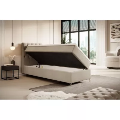 Čalouněná postel 80x200 ADRIA s úložným prostorem - levá, béžová