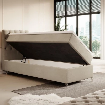 Čalouněná postel 90x200 ADRIA s úložným prostorem - levá, béžová