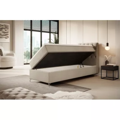 Čalouněná postel 80x200 ADRIA s úložným prostorem - pravá, béžová