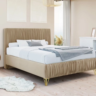 Čalouněná manželská postel 140x200 HILARY - krémová