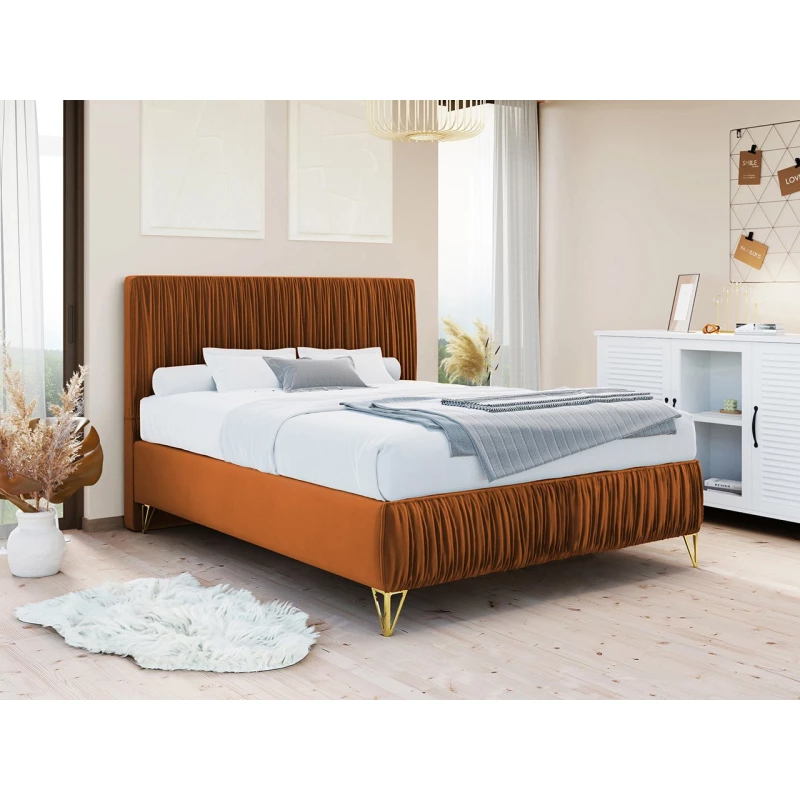 Čalouněná manželská postel 140x200 HILARY - skořicová