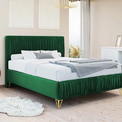 Čalouněná manželská postel 140x200 HILARY - zelená