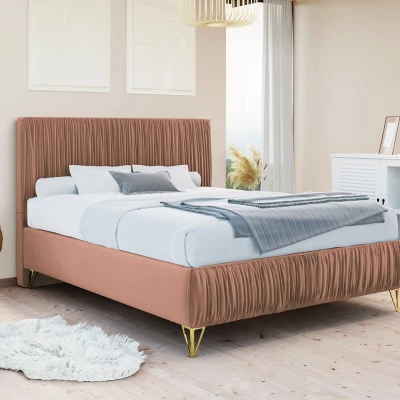 Čalouněná manželská postel 140x200 HILARY - růžová