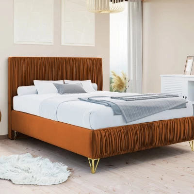 Čalouněná manželská postel 160x200 HILARY - skořicová