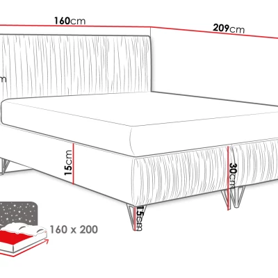 Čalouněná manželská postel 160x200 HILARY - šedá