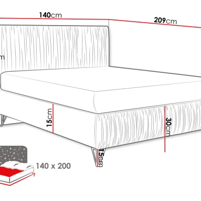 Čalouněná manželská postel 140x200 HILARY - světlá šedá