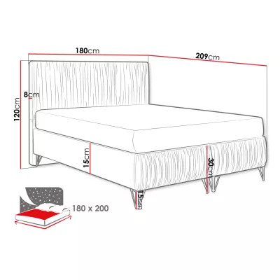 Čalouněná manželská postel 180x200 HILARY - světlá šedá