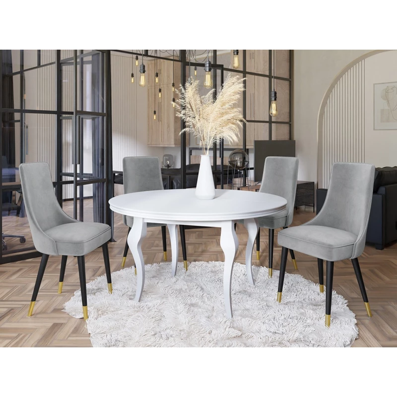 Čalouněná jídelní židle BILAR - černá / zlatá / světlá šedá