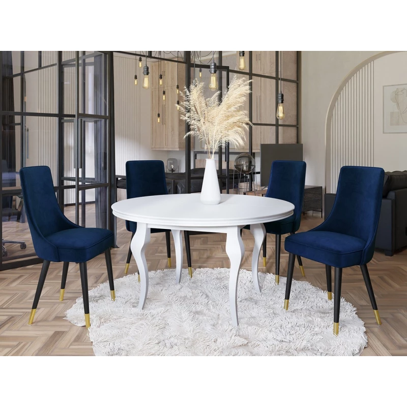 Čalouněná jídelní židle BILAR - černá / zlatá / modrá