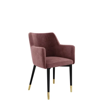 Čalouněná jídelní židle HAUMON - černá / zlatá / růžová
