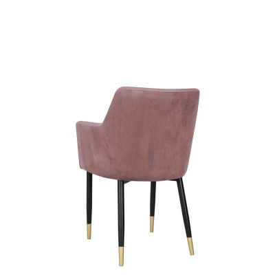 Čalouněná jídelní židle HAUMON - černá / zlatá / růžová