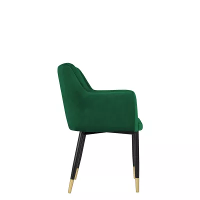 Čalouněná jídelní židle HAUMON - černá / zlatá / zelená