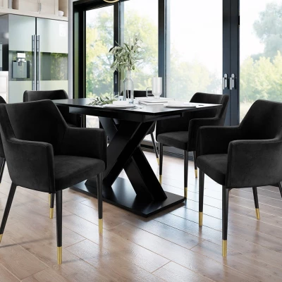 Čalouněná jídelní židle HAUMON - černá / zlatá