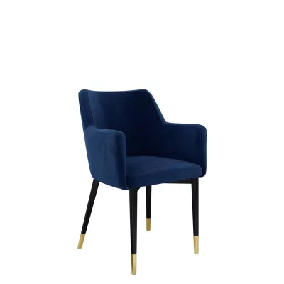 Čalouněná jídelní židle HAUMON - černá / zlatá / modrá