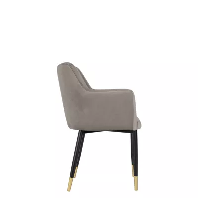 Čalouněná jídelní židle HAUMON - černá / zlatá / tmavá šedá