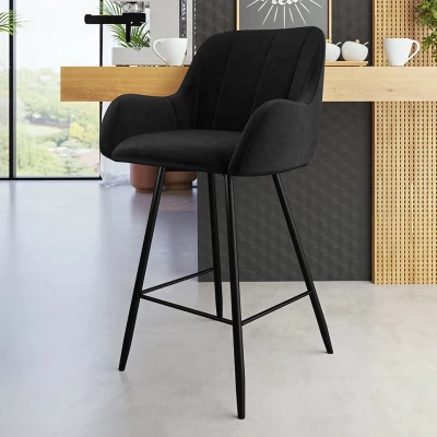 Čalouněná barová židle WUDSEN - černá