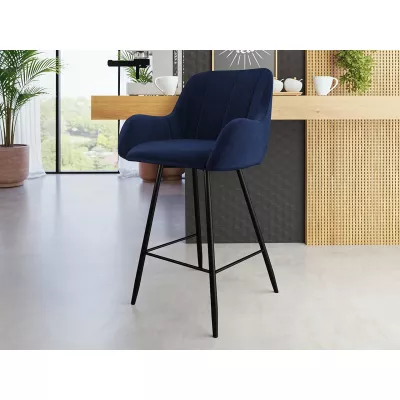 Čalouněná barová židle WUDSEN - černá / modrá