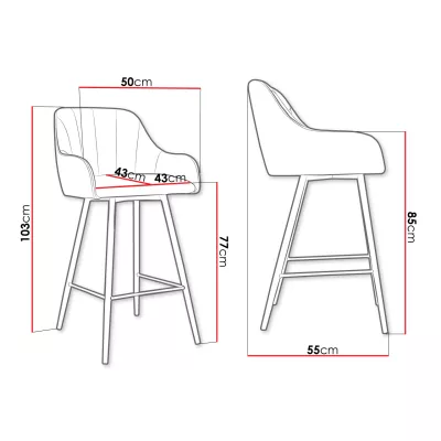 Čalouněná barová židle WUDSEN - černá / světlá šedá