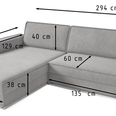 Rohová sedací souprava LESIA - světle šedá, pravý roh