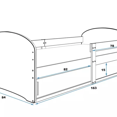 Dětská postel s úložným prostorem s matrací 80x160 PEJSCI 1 - grafit