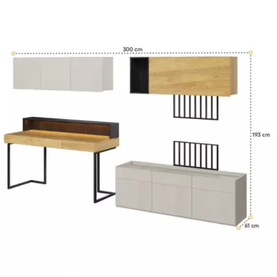 Studentský nábytek TAGHI 11 - silk / hikora / raw steel