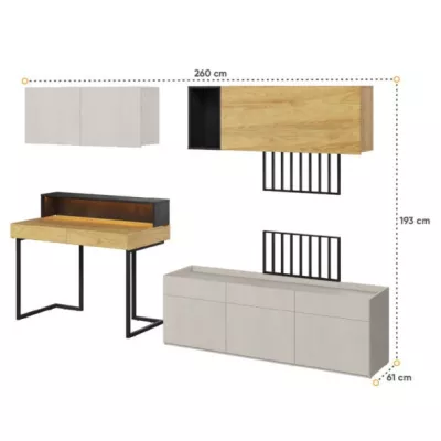 Studentský nábytek TAGHI 12 - silk / hikora / raw steel